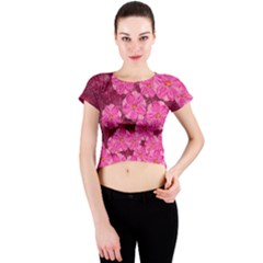 Cherry Blossoms Floral Design Crew Neck Crop Top by Pakrebo