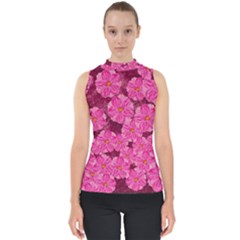 Cherry Blossoms Floral Design Mock Neck Shell Top by Pakrebo