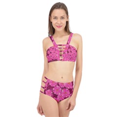 Cherry Blossoms Floral Design Cage Up Bikini Set