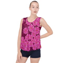 Cherry Blossoms Floral Design Bubble Hem Chiffon Tank Top