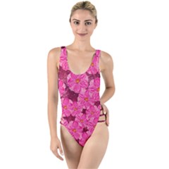 Cherry Blossoms Floral Design High Leg Strappy Swimsuit