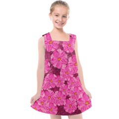 Cherry Blossoms Floral Design Kids  Cross Back Dress