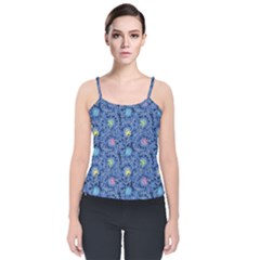 Floral Design Asia Seamless Pattern Velvet Spaghetti Strap Top