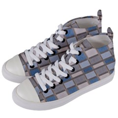 Abstract Seamless Fabric Blue Women s Mid-top Canvas Sneakers