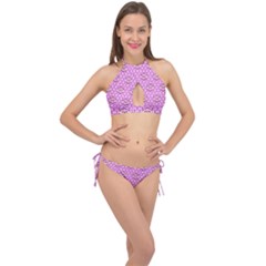 Paulownia Flowers Japanese Style Cross Front Halter Bikini Set