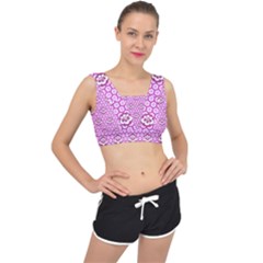 Paulownia Flowers Japanese Style V-back Sports Bra