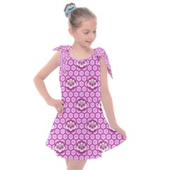 Paulownia Flowers Japanese Style Kids  Tie Up Tunic Dress