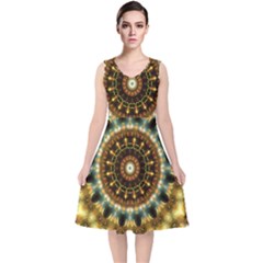 Pattern Abstract Background Art V-neck Midi Sleeveless Dress 