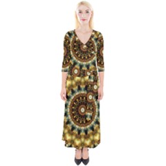 Pattern Abstract Background Art Quarter Sleeve Wrap Maxi Dress