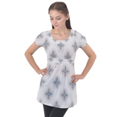 Seamless Pattern Pattern Bubble Wrap Puff Sleeve Tunic Top