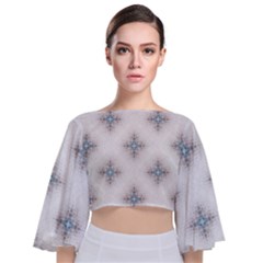 Seamless Pattern Pattern Bubble Wrap Tie Back Butterfly Sleeve Chiffon Top