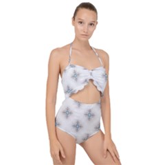 Seamless Pattern Pattern Bubble Wrap Scallop Top Cut Out Swimsuit