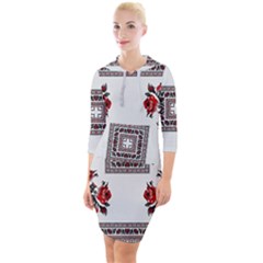 Ornament Pattern Background Design Quarter Sleeve Hood Bodycon Dress