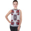 Ornament Pattern Background Design Mock Neck Chiffon Sleeveless Top View1