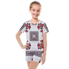 Ornament Pattern Background Design Kids  Mesh Tee And Shorts Set