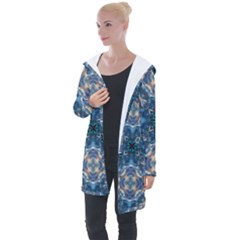 Graphic Pattern Bubble Wrap Bubbles Longline Hooded Cardigan