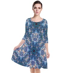 Graphic Pattern Bubble Wrap Bubbles Quarter Sleeve Waist Band Dress