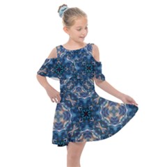 Graphic Pattern Bubble Wrap Bubbles Kids  Shoulder Cutout Chiffon Dress by Pakrebo