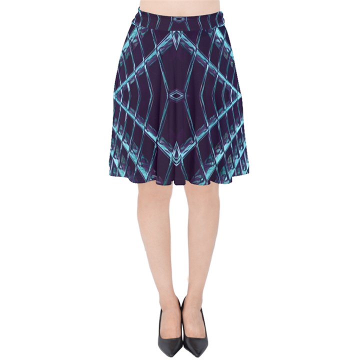 Sci Fi Texture Futuristic Design Velvet High Waist Skirt