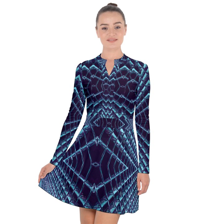 Sci Fi Texture Futuristic Design Long Sleeve Panel Dress