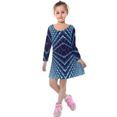 Sci Fi Texture Futuristic Design Kids  Long Sleeve Velvet Dress by Pakrebo