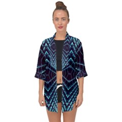 Sci Fi Texture Futuristic Design Open Front Chiffon Kimono