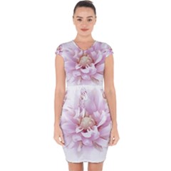 Abstract Transparent Image Flower Capsleeve Drawstring Dress  by Pakrebo