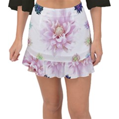 Abstract Transparent Image Flower Fishtail Mini Chiffon Skirt