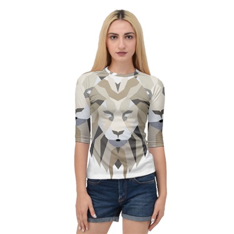 Polygonal Low Poly Lion Feline Quarter Sleeve Raglan Tee by Pakrebo