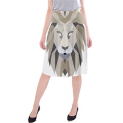 Polygonal Low Poly Lion Feline Midi Beach Skirt by Pakrebo