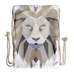 Polygonal Low Poly Lion Feline Drawstring Bag (large)