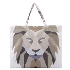 Polygonal Low Poly Lion Feline Zipper Large Tote Bag by Pakrebo