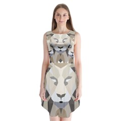 Polygonal Low Poly Lion Feline Sleeveless Chiffon Dress   by Pakrebo