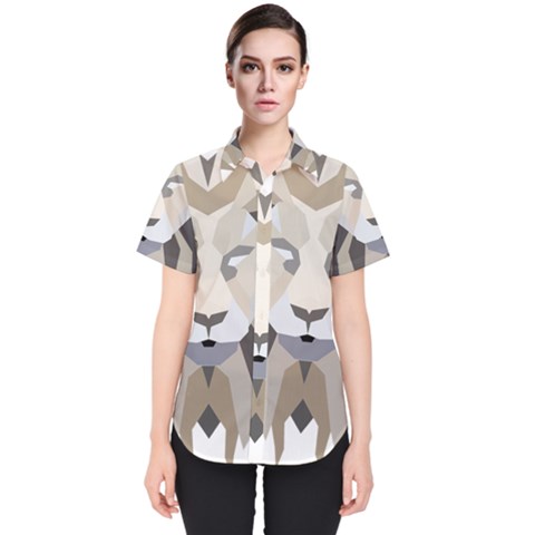 Polygonal Low Poly Lion Feline Women s Short Sleeve Shirt by Pakrebo