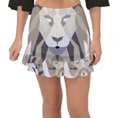 Polygonal Low Poly Lion Feline Fishtail Mini Chiffon Skirt