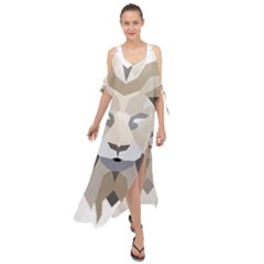 Polygonal Low Poly Lion Feline Maxi Chiffon Cover Up Dress