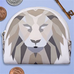 Polygonal Low Poly Lion Feline Horseshoe Style Canvas Pouch