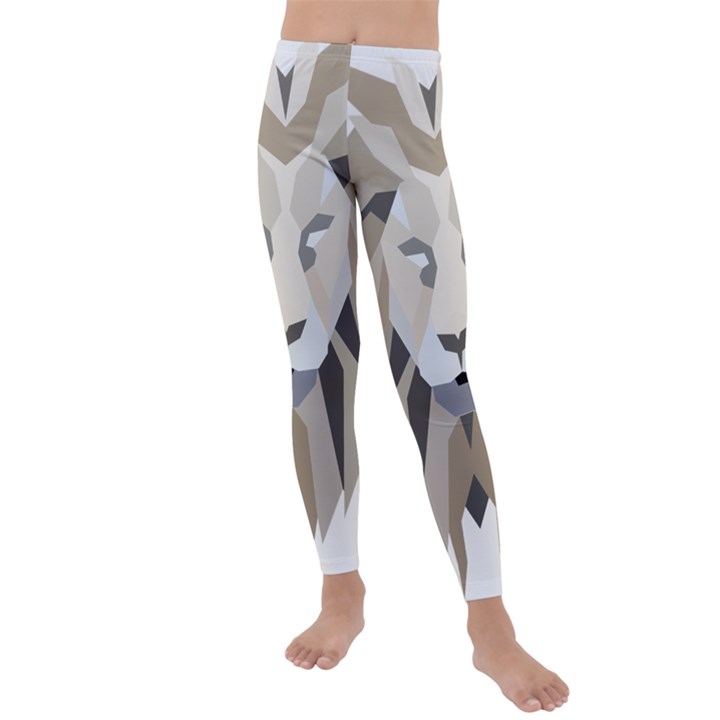 Polygonal Low Poly Lion Feline Kids  Lightweight Velour Leggings