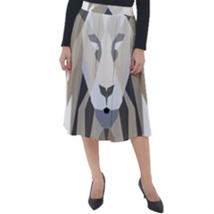 Polygonal Low Poly Lion Feline Classic Velour Midi Skirt 