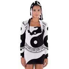 Yin Yang Eastern Asian Philosophy Long Sleeve Hooded T-shirt by Pakrebo