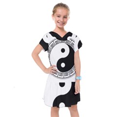 Yin Yang Eastern Asian Philosophy Kids  Drop Waist Dress by Pakrebo