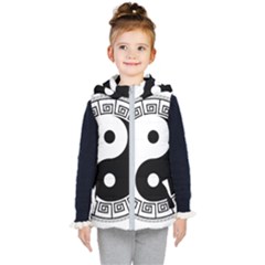 Yin Yang Eastern Asian Philosophy Kids  Hooded Puffer Vest by Pakrebo