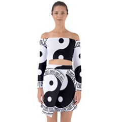 Yin Yang Eastern Asian Philosophy Off Shoulder Top With Skirt Set by Pakrebo