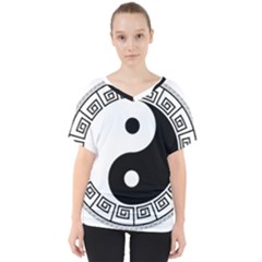 Yin Yang Eastern Asian Philosophy V-neck Dolman Drape Top by Pakrebo