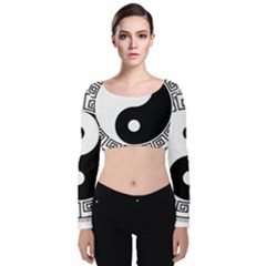 Yin Yang Eastern Asian Philosophy Velvet Long Sleeve Crop Top by Pakrebo