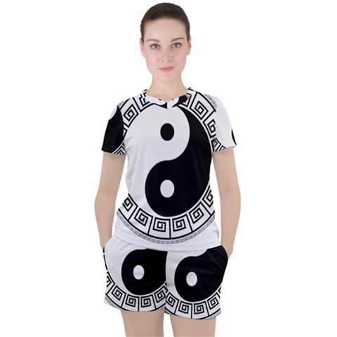 Yin Yang Eastern Asian Philosophy Women s Tee And Shorts Set by Pakrebo