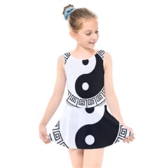 Yin Yang Eastern Asian Philosophy Kids  Skater Dress Swimsuit