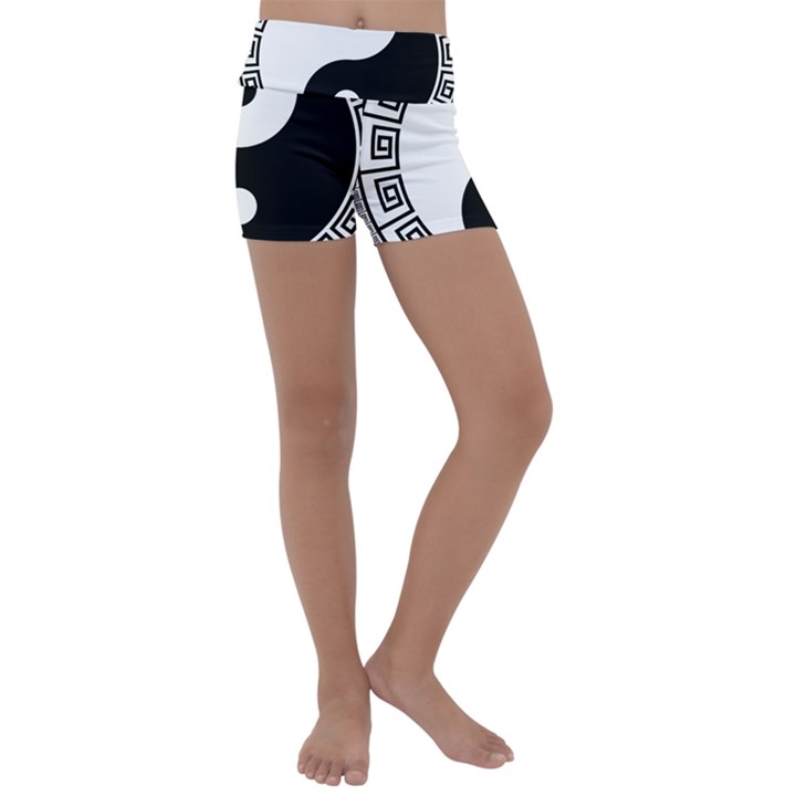 Yin Yang Eastern Asian Philosophy Kids  Lightweight Velour Yoga Shorts