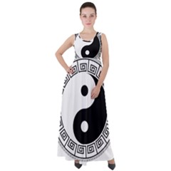 Yin Yang Eastern Asian Philosophy Empire Waist Velour Maxi Dress