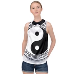 Yin Yang Eastern Asian Philosophy High Neck Satin Top